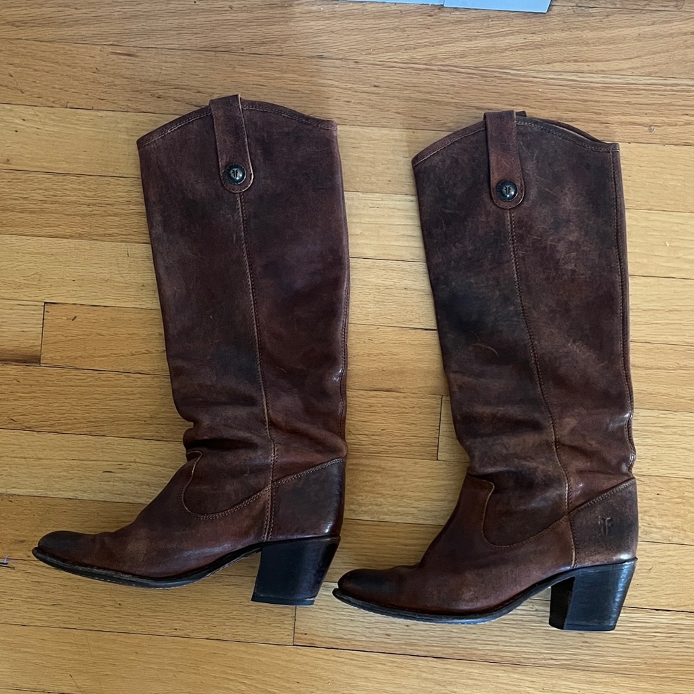 Brown Leather Knee-High Boots